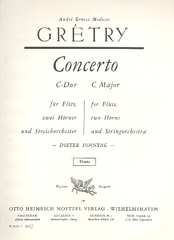 Concerto C-Dur&nbsp;&nbsp;für Flöte, 2 Hörner und Streichorchester&nbsp;&nbsp;Flöte