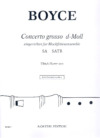 Concerto grosso d-Moll  für 2 Soloblockflöten (SA) und 4 Blockflöten (SATB)  Bassblockflöte (Subbassblockflöte
