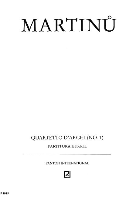 Streichquartett Nr. 1 H 117&nbsp;&nbsp;für Streichquartett&nbsp;&nbsp;Partitur und Stimmen