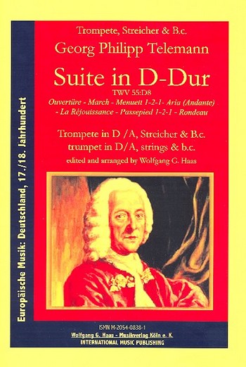 Suite D-Dur TWV55:D8 für&nbsp;&nbsp;Trompete in D (A), Streicher und Bc&nbsp;&nbsp;Partitur+ Stimmen