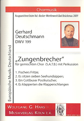 Zungenbrecher DWV199  für gem Chor und Percussion  Partitur