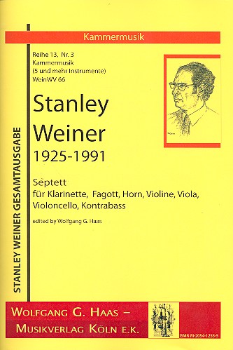 Septett WeinWV66 für Klarinette, Fagott,&nbsp;&nbsp;Horn, Violine, Viola, Violoncello und Kontrabass&nbsp;&nbsp;Partitur und Stimmen, Faksimile