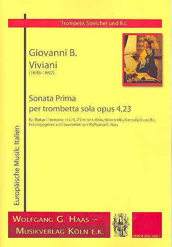 Sonata prima per trombetta sola op.4,23  für Trompete, Streicher und Bc  Partitur und Stimmen