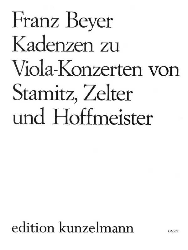 Kadenzen zu Viola-Konzerten von Stamitz, Zelter und Hoffmeister    