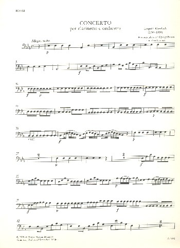 Konzert Es-Dur Nr.1  für Klarinette und Orchester  Cello / Bass