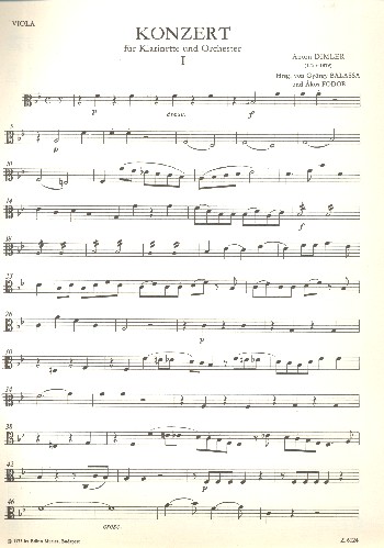 Konzert B-Dur&nbsp;&nbsp;für Klarinette und Orchester&nbsp;&nbsp;Viola