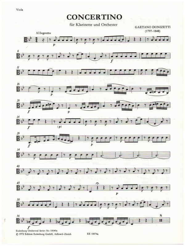 Concertino  für Klarinette und Kammerorchester  Viola