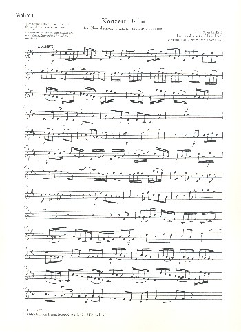 Konzert D-Dur&nbsp;&nbsp;für Oboe d'amore, Streicher und Bc&nbsp;&nbsp;Violine 1