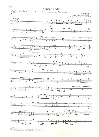 Konzert D-Dur&nbsp;&nbsp;für Oboe d'amore, Streicher und Bc&nbsp;&nbsp;Viola