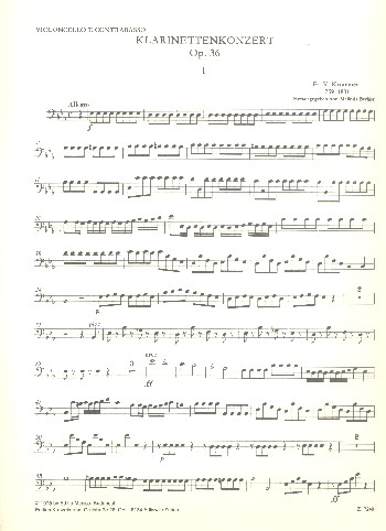 Konzert Es-Dur op.36  für Klarinette und Orchester  Violoncello/Kontrabass