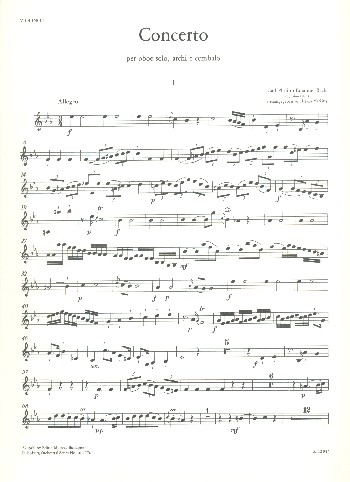 Konzert Es-Dur  für Oboe, Streicher und Bc  Violine 1