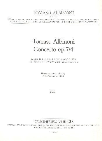Concerto a cinque G-Dur op.7,4&nbsp;&nbsp;für Streichorchester&nbsp;&nbsp;Viola