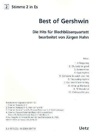 Best of Gershwin für 4 Blechbläser (Ensemble)  2. Stimme in Es (Horn)  