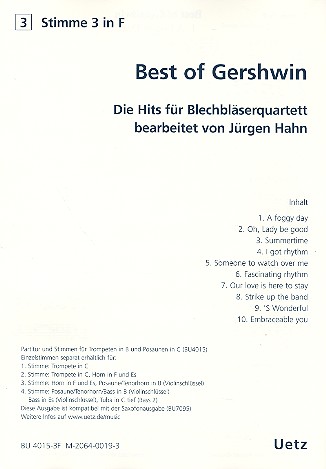 Best of Gershwin für 4 Blechbläser (Ensemble)  3. Stimme in F (Horn)  