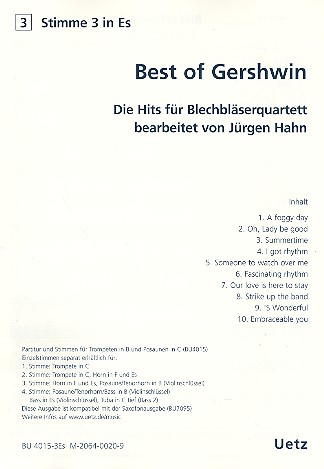 Best of Gershwin für 4 Blechbläser (Ensemble)  3. Stimme in Es (Horn)  