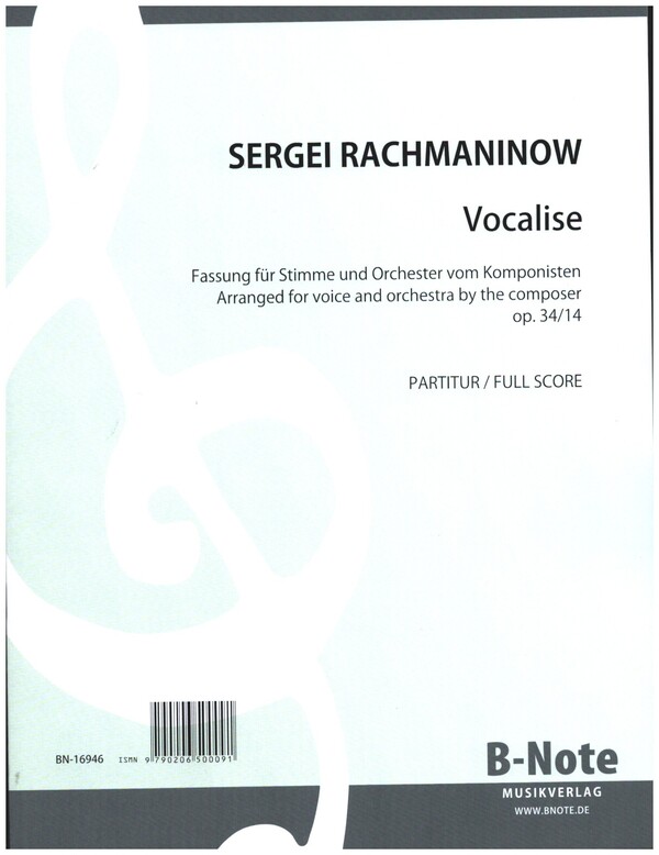 Vocalise op.34 Nr.14  für Singstimme und grosses Orchester  Partitur