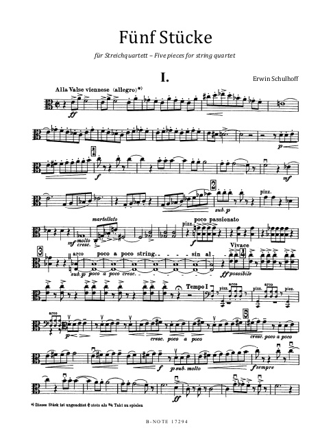 5 (6) Stücke  für Streichquartett  Stimmen