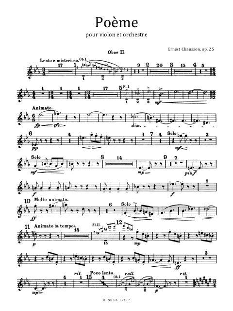Poème op.25  für Violine und Orchester  Stimmensatz