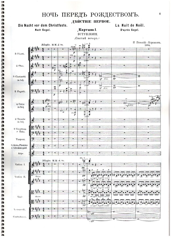 Die Nacht vor dem Christfest - Suite  für grosses Orchester  Partitur, Grossformat