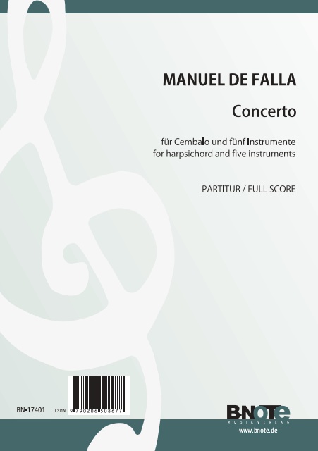 Concerto  für Cembalo und Kammerorchester (Flöte, Oboe, Klarinette, Vl, Vc)  Partitur