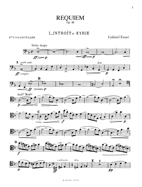 Fauré, Gabriel, Requiem op.48&nbsp;&nbsp;Chor SATB,Grosses Orchester,Zwei Singstimmen&nbsp;&nbsp;Stimmensatz