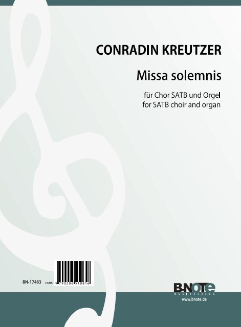 Kreutzer, Conradin, Missa solemnis in C&nbsp;&nbsp;Chor SATB,Orgel&nbsp;&nbsp;Spielnoten
