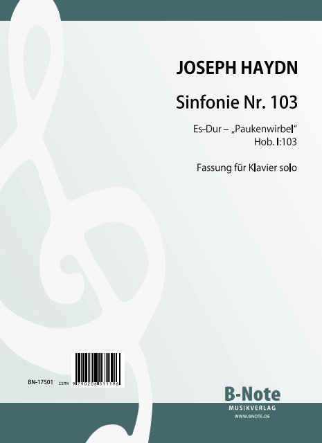 Haydn, Joseph, Sinfonie Nr. 103 'Mit dem Paukenwirbel' Hob. I:103&nbsp;&nbsp;Klavier&nbsp;&nbsp;Spielnoten