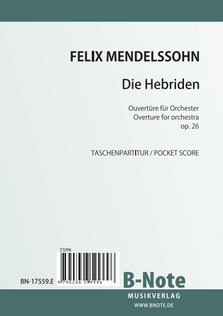 Ouvertüre Die Hebriden op.26&nbsp;&nbsp;für Orchester&nbsp;&nbsp;Studienpartitur