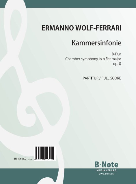Kammersinfonie B-Dur op.8&nbsp;&nbsp;für Kammerorchester&nbsp;&nbsp;Partitur, Reprint