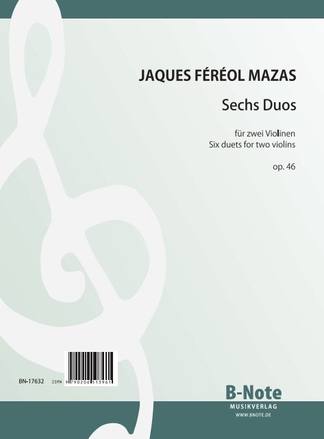 Mazas, Jacques Féréol, Sechs leichte Duos op.46&nbsp;&nbsp;Violine&nbsp;&nbsp;Spielnoten