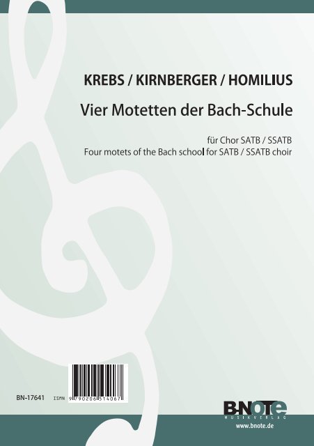 Diverse, Vier Motetten der Bach-Schule&nbsp;&nbsp;Chor SATB,Chor SSATB&nbsp;&nbsp;Spielnoten