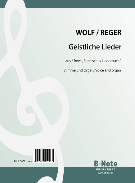Geistliche Lieder aus 'Spanisches Liederbuch'&nbsp;&nbsp;für Singstimme und Orgel&nbsp;&nbsp; 