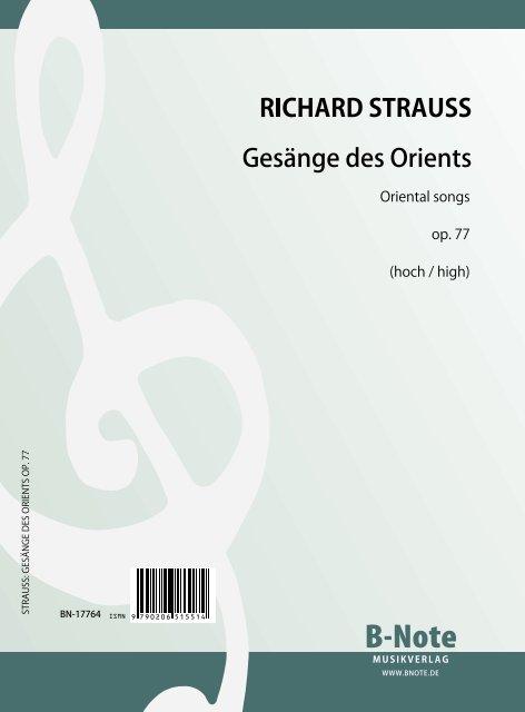 Strauss, R., Fünf Gesänge des Orients op.77&nbsp;&nbsp;Singstimme,Klavier&nbsp;&nbsp;Spielnoten