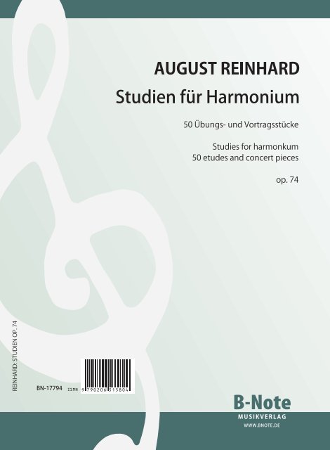 Reinhard, August, Studien op.74&nbsp;&nbsp;Harmonium&nbsp;&nbsp;Spielnoten