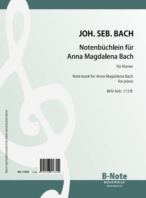 Bach, J.S., Notenbüchlein&nbsp;&nbsp;Klavier&nbsp;&nbsp;Spielnoten