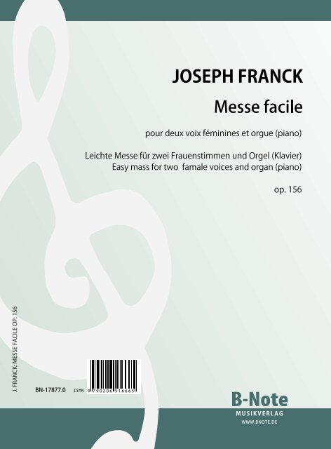 Leichte Messe op.156&nbsp;&nbsp;für 2 Frauenstimmen und Orgel (Klavier)&nbsp;&nbsp;Orgelpartitur