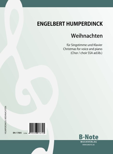 Humperdinck, E.,  'Weihnachten' für Singstimme und Klavier&nbsp;&nbsp;Singstimme, Klavier&nbsp;&nbsp;Spielnoten