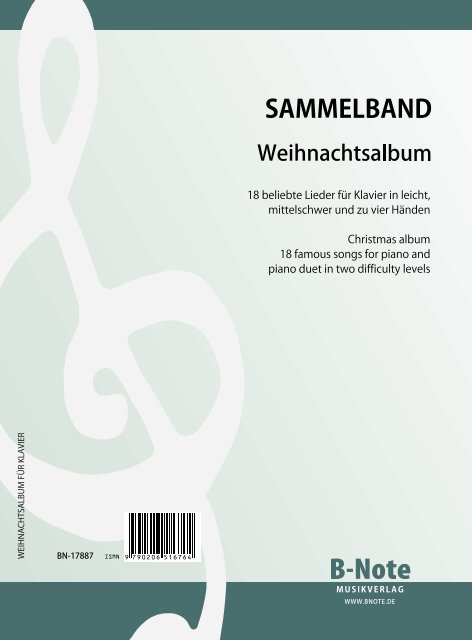 Weihnachtsalbum - 18 beliebte Lieder für Klavier in leichten Bearbeitu&nbsp;&nbsp;Klavier&nbsp;&nbsp;Spielnoten