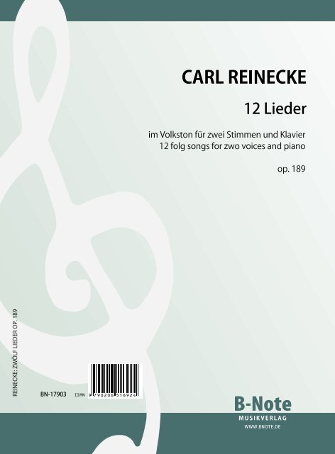 Reinecke, Carl,  12 Lieder im Volkston für zwei Singstimmen und Klavie&nbsp;&nbsp;Zwei Singstimmen, Klavier&nbsp;&nbsp;Spielnoten