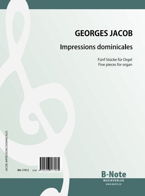 Jacob, Georges,  Impressions dominicales - Fünf Stücke für Orgel&nbsp;&nbsp;Orgel&nbsp;&nbsp;Spielnoten