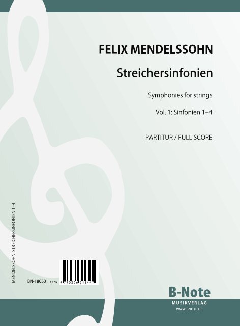 Streichersinfonien Vol. 1 (Sinfonien Nr. 1-4)&nbsp;&nbsp;für Streichorchester&nbsp;&nbsp;Partitur