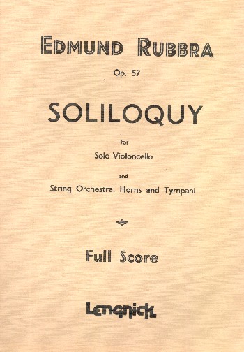 Soliloquy op.57  for solo violoncello,horns, tympani and string orchestra  score