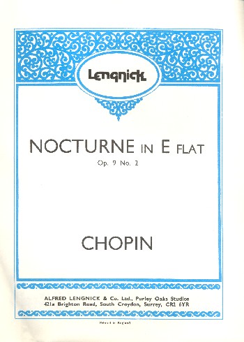 Nocturne in E flat op.9 No.2&nbsp;&nbsp;for piano&nbsp;&nbsp;