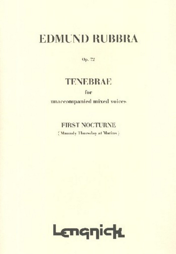Tenebrae op.72  for miexed voices unaccompanied  score