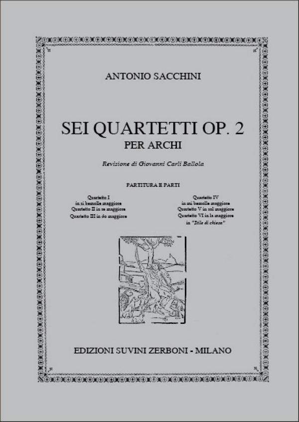 Antonio Sacchini, Quartetto I In Si Bemolle Maggiore  Streichquartett  Partitur + Stimmen