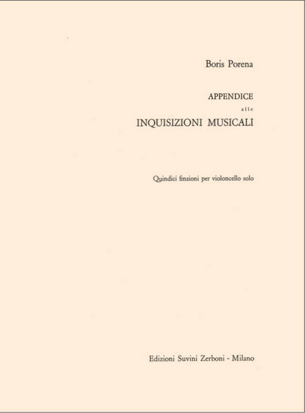 Boris Porena, Appendice. Quindici Finzioni Per Violoncello Solo  Cello  Partitur