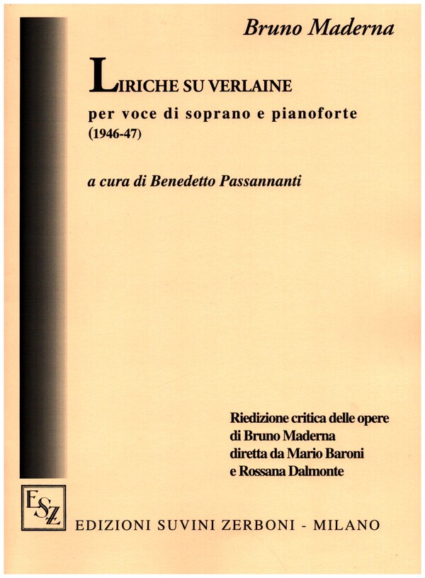 Liriche Su Verlaine&nbsp;&nbsp;per voce di soprano e pianoforte&nbsp;&nbsp;