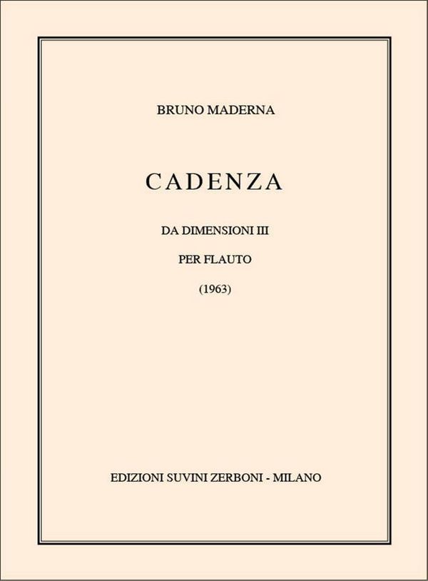 Cadenze da Dimensioni III (1963)  per flauto   
