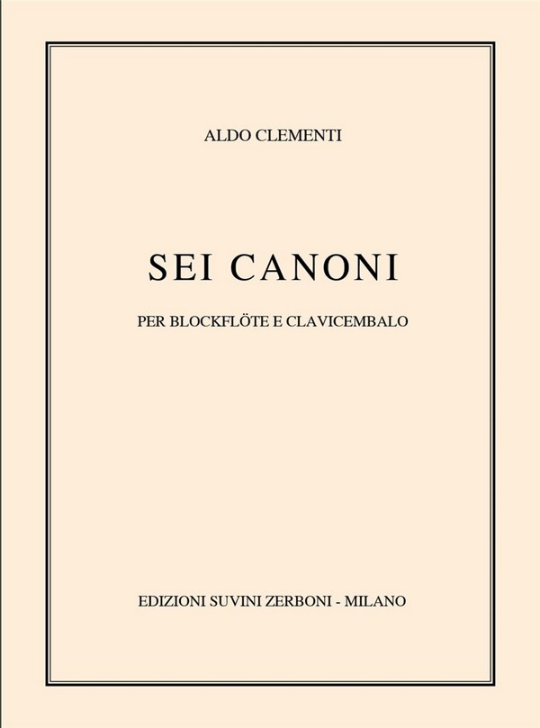 Sei Canoni (1990)  Alto Recorder and Harpsichord  Partitur