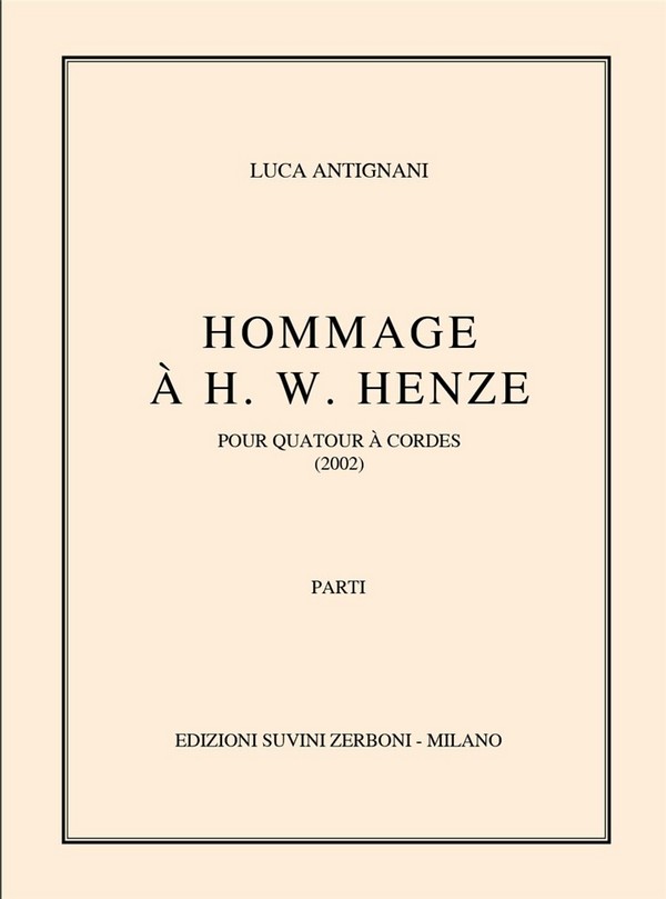 Hommage A Henze  pour quatuor a cordes  Partitur